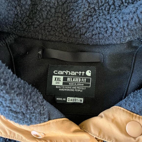 Carhartt Zip Up Sweater Blue and Tan Fleece - Picture 3 of 4